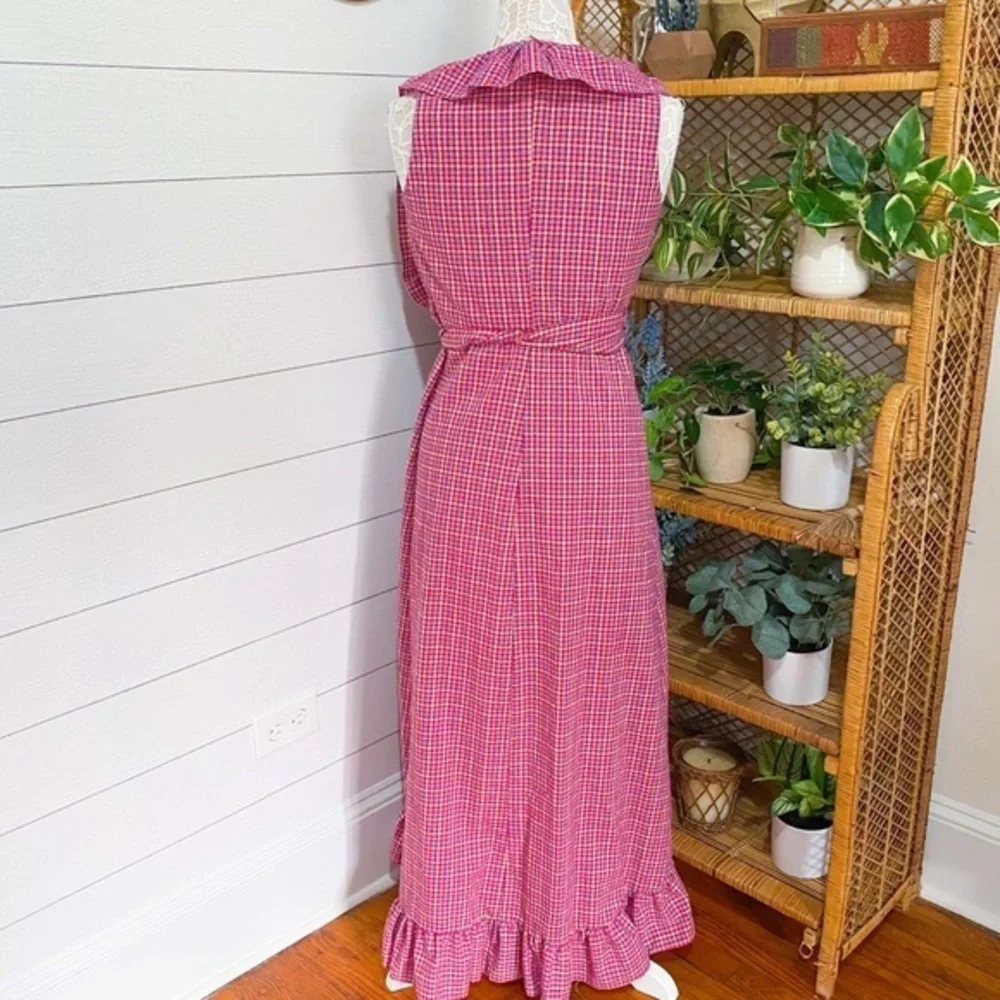 NWT Anthropologie Misa Los Angeles Stella Plaid Ruffle Women Midi Dress XS Pink
